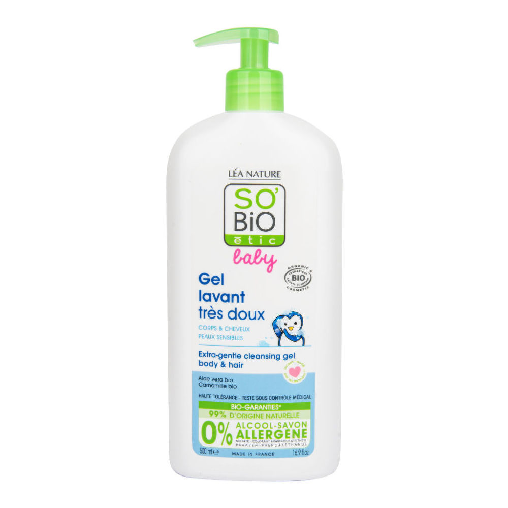 SO´BIO Gel mycí pro děti extra jemný na tělo i vlasy BABY 500 ml