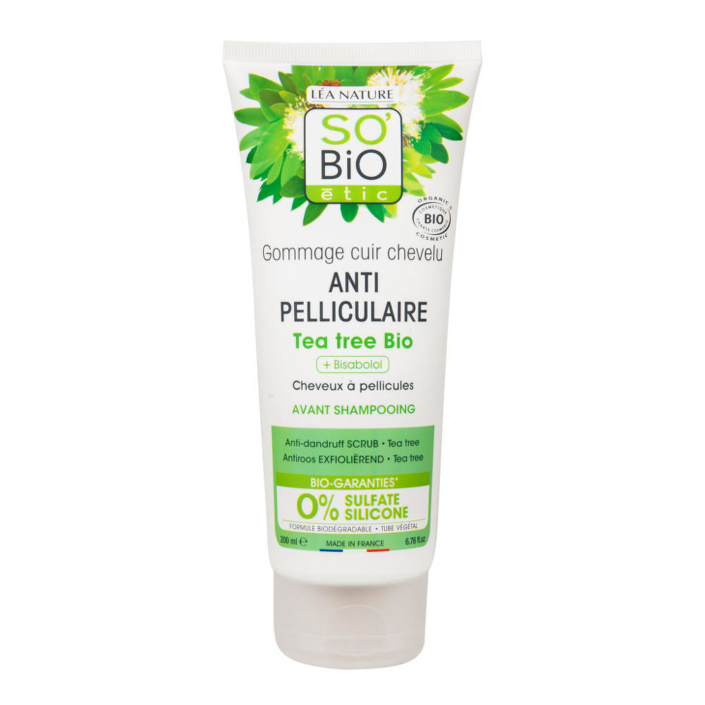 SO´BIO étic Peelingová kůra proti lupům před mytím vlasů s tea tree a bisabololem 200 ml.