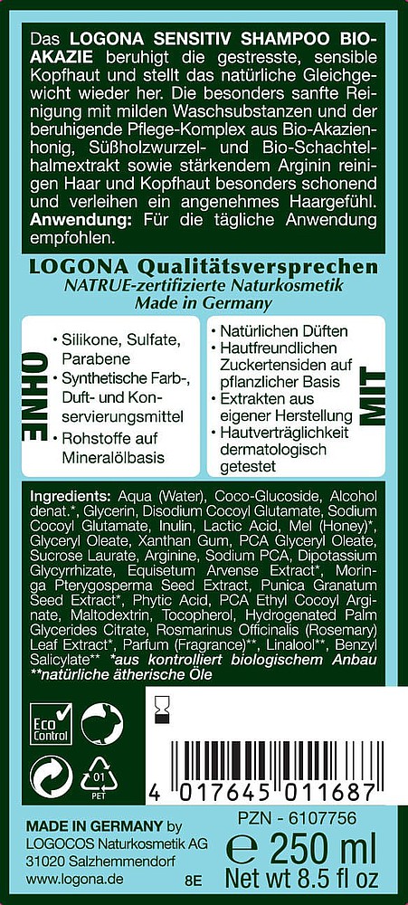 LOGONA Šampon Sensitive Bio Akácie 250 ml.