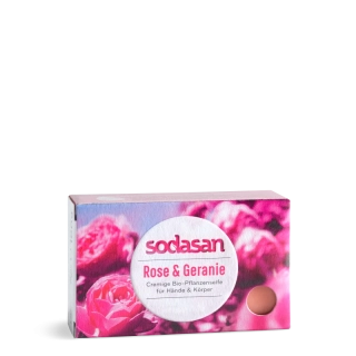 SODASAN Mýdlo přírodní Růže a pelargonie 100 gr.