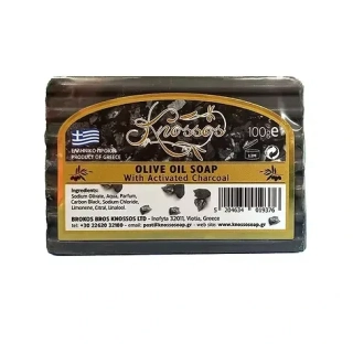 KNOSSOS Olivové mýdlo s aktivním uhlím 100 gr.